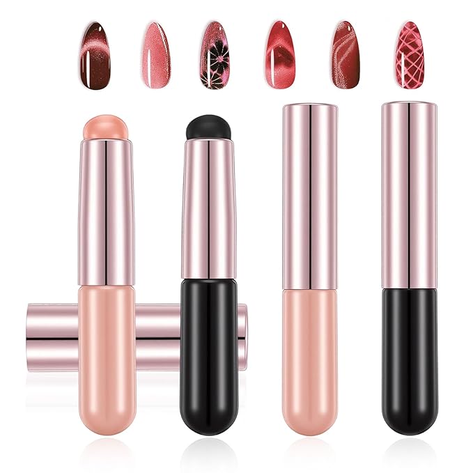 4Pcs Silicone Nail Tools Nail Art Brushes Soft Silicone Stamping Manicure Tool Reusable Nails Powder Applicator Brush Soft Head Stamper Pen for Ombre Chrome French Gradient Painting Lipstick Concealer