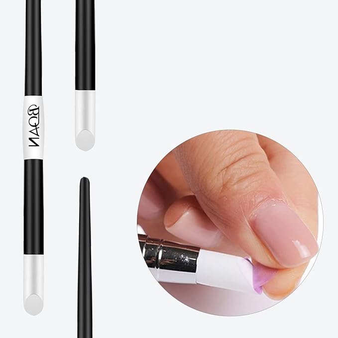 BQAN 5Pcs Nail Art Sculpture Pen, Silicone Nail Art Brushes for Gel, Acrylic Nails, Foil Carving, Drawing & Shaping, Nail Art Tools for Home Salon (Black)
