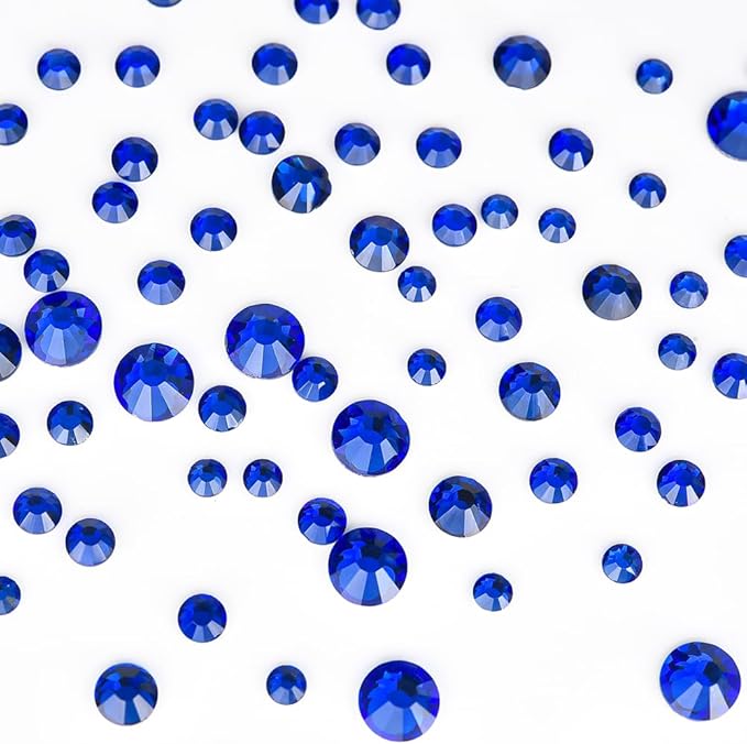 Blinginbox 288pcs Flat Back Rhinestones Round Gems for Nail Art and Craft Glue Fix,Bedazzling Decorations SS34,7.2mm,0.28inches Sapphire