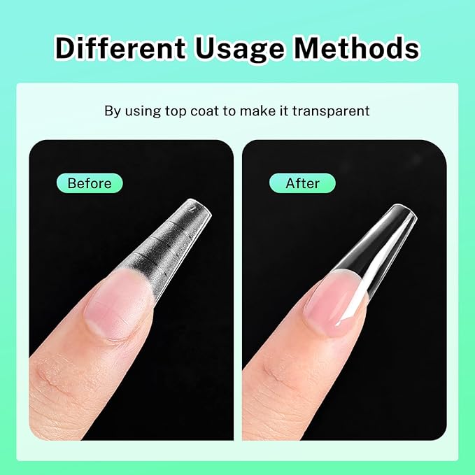 JODSONE Medium Long Square Fake Press on Nails Pre-shape Square Gel for Full Cover Acrylic Full Nail Tips 12 Sizes 360Pcs for DIY Design at Home