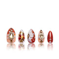 LOVFUL Press on Nails Golden Cascade | Handmade with Full Covered Crystals | Reusable Fake Nails | Almond Regular 1.0 in | H343-S