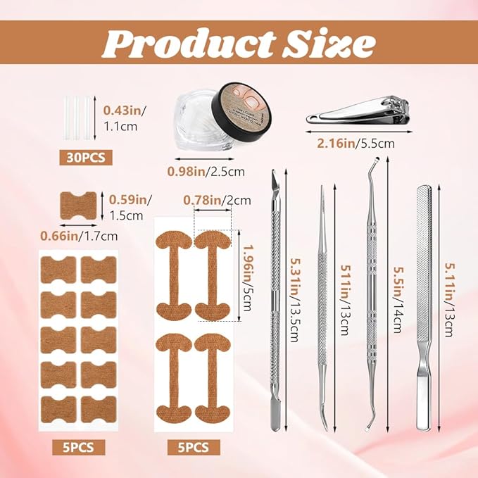 Professional Ingrown Toenail Corrector Set with Correction Strips – Complete Home Pedicure Kit for Men & Women, Non-Slip, Breathable, Pain-Free Relief