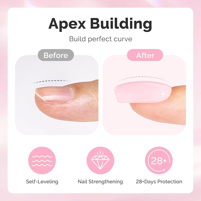 MelodySusie Builder Nail Base Gel Pink Builder Gel for Nails Thickening, Soak Off UV Gel,Extension Gel Rhinestone Nail Glue Gel in a Bottle for Nail Art Design Gift for Women-76