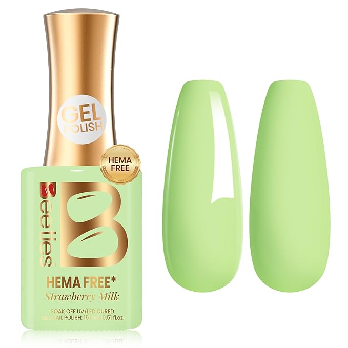 Beetles Green Gel Nail Polish - Matcha Mousse 15ML, Hema Free Pastel Green Gel Polish, Same Color Same Bottle, Soak Off UV LED Lamp Pastel Nails Art, Manicure Salon Spring Nails for St Patricks Day