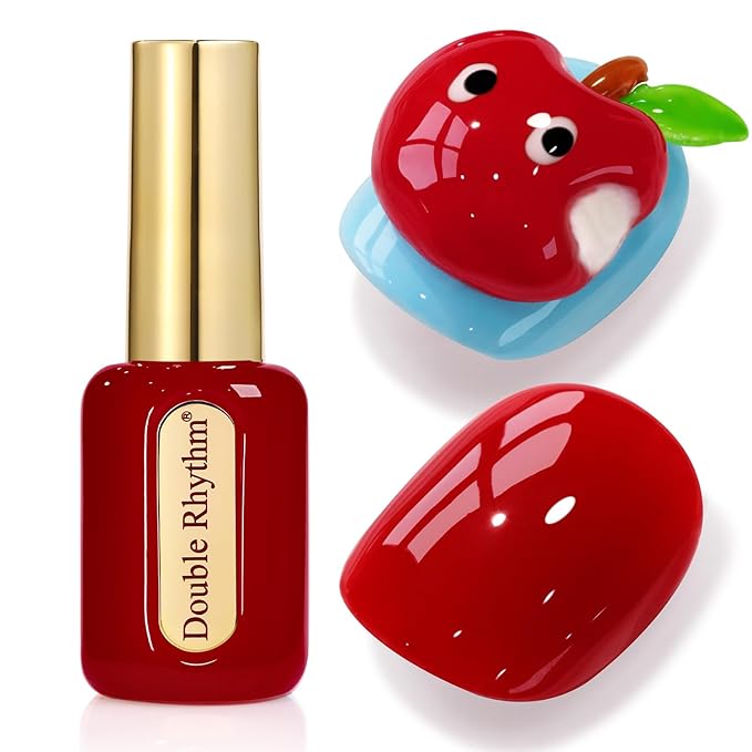 Double Rhythm 0.50 OZ Gel Polish Hema Free Same Color Same Bottle Golden Round Translucent Neutral Natural Milky 15 ML Jelly UV Polish Art DIY at Home (Dark Red-C1378)