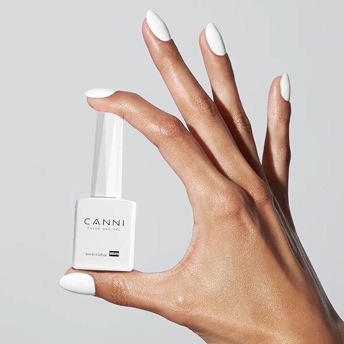 CANNI 2Pcs Hema-Free White Gel Nail Polish Set- White Gel Polish Kit, Soak Off LED Nail Gel Manicure Kit DIY at Home Salon Gifts for Women Girls