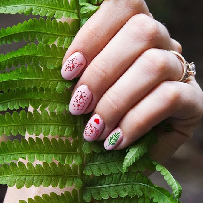 PH PandaHall 3pcs Palm Leaf Nail Art Templates, 87 Patterns Summer Plant Nail Stamping Coconut Tree Nail Art Stencils Stainless Steel Nail Image Plates for Summer Nail Design Print Manicure Salon