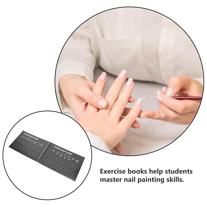 FRCOLOR Nail Art Practice Book Nail Painting Practice Template Nail Design Book Manicure Drawing Exercise Book for Nail Design for Beginners
