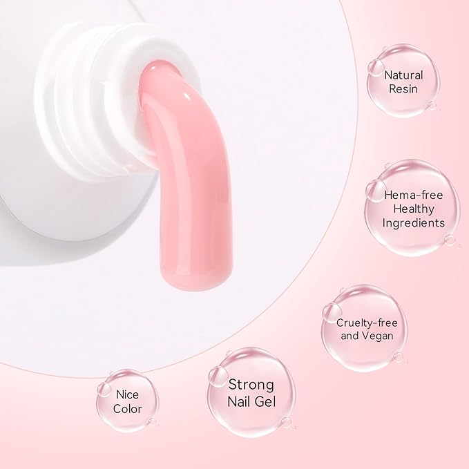 Makartt Poly Nail Gel Kit - 6 Neutral Colors for Extension Nails, Long Lasting Poly Nail Gel Set, Natural-looking, Strong Builder Enhancement for Salon Manicure DIY at Home 15ML Clear White Nude Pink