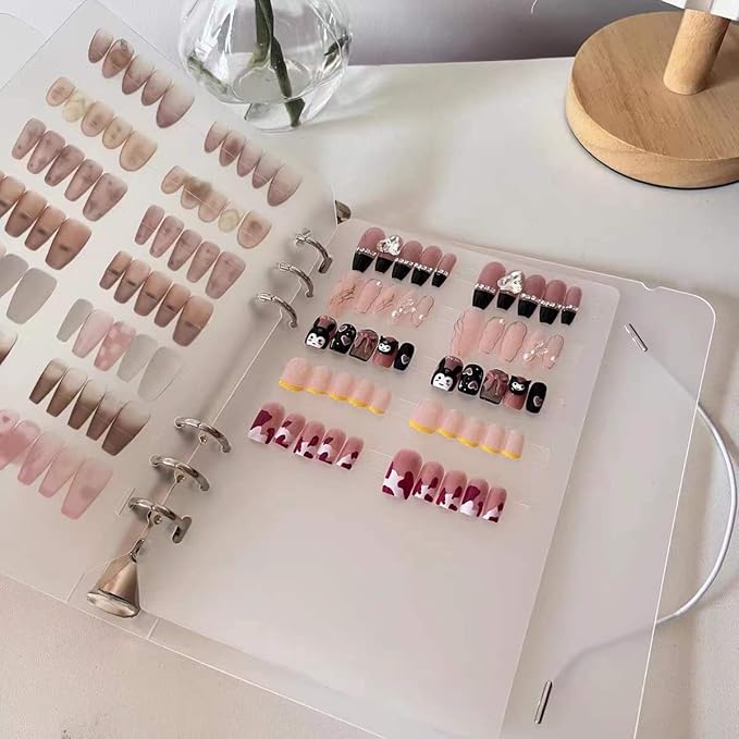 Press On Nail Organizer,Press On Nail Packaging,Removable Loose-Leaf Storage Book for Fake Nail,Nail Display (A5(9.05 * 7.08 * 1.37inch)