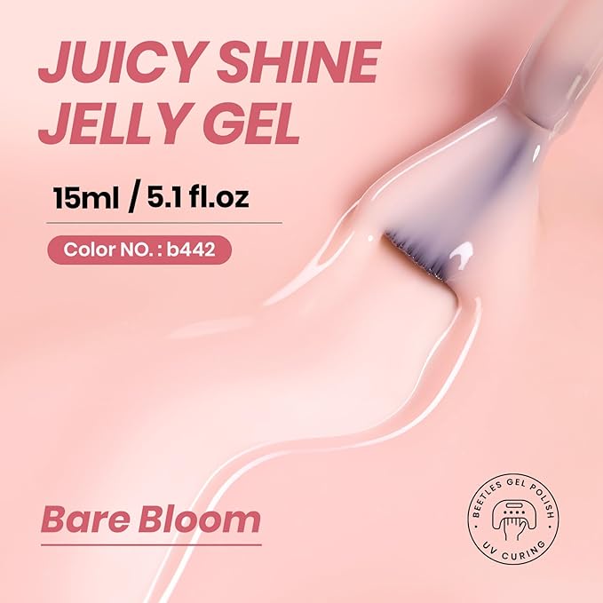 Beetles Nude Gel Nail Polish - 15ML Nude Pink Natural Gel Polish Nail Concealer Jelly Gel Nail Polish Soft Sheer Nail Polish Soak Off UV Nail Lamp French Nail Art Manicure Gift for Women