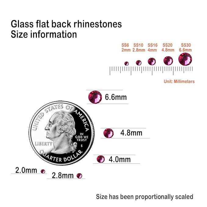 Flatback Glass Rhinestones,Bedazzler Gems 1440pcs Non Hotfix Crystal Rhinestones for Nail Charms Crafts Clothes Tumblers,Fuchsia,SS16