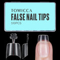 TOMICCA Short Squoval Nail Tips, 510Pcs Acrylic Nails Tips Full Matte, 12 Sizes No C Curve Fake Half Cover Nail Tips for Nail Extension Salon Home DIY
