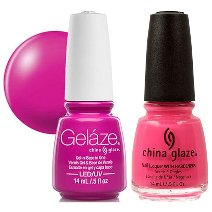 China Glaze Gelaze Tips and Toes Nail Polish, Shocking Pink, 2 Count