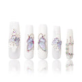 LOVFUL Press on Nails Holly Blue| Handmade with Full Covered Crystals| Reusable Fake Nails| Square Mid length 1.7in| H23-L
