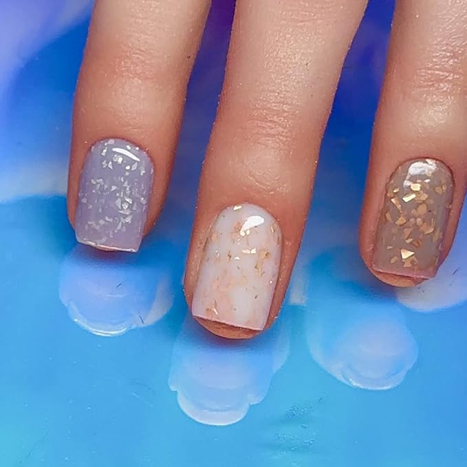 Dan's Nails 15ml Lavender Purple Color with Silver Flakes Rubber Base Gel Coat | Easy Soak Off, UV/LED Lac System for Professional Salon Manicure