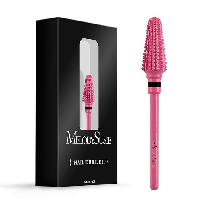 MelodySusie Professional Tornado Nail Drill Bits, 3/32'' Carbide Tungsten Multi-function Bits, Suitable for Manicure Pedicure Cuticle Gel Polishing, Salon Bits, Pink Blossom, Series Bit-X, XC