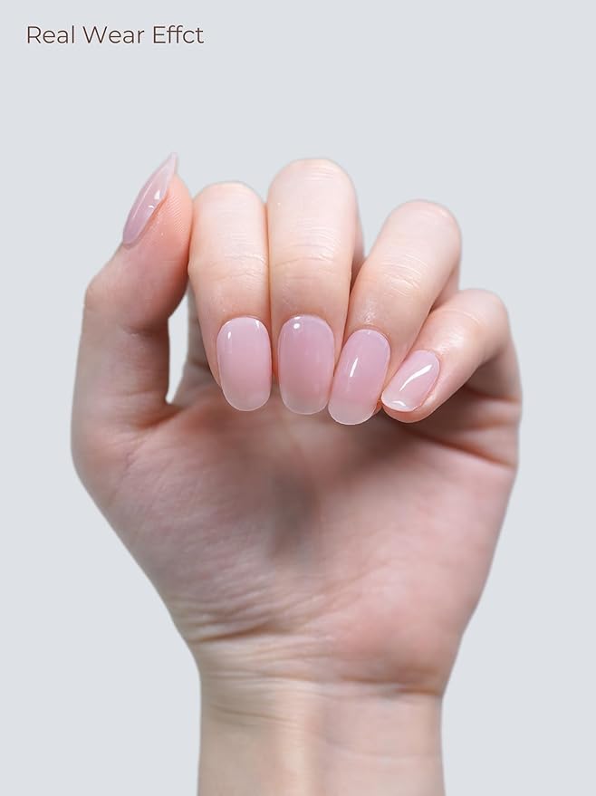 Semi Cured Gel Nail Strips - UV Light Gel Nail Stickers - 20 Long Lasting Salon Quality Wraps (Blushing Nude)