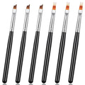 6 Pcs French Tip Nail Brush - Black Handle Oblique Head Brushes - Nail French Tip Brush For UV Gel Acrylic Painting And Nails Art Drawing