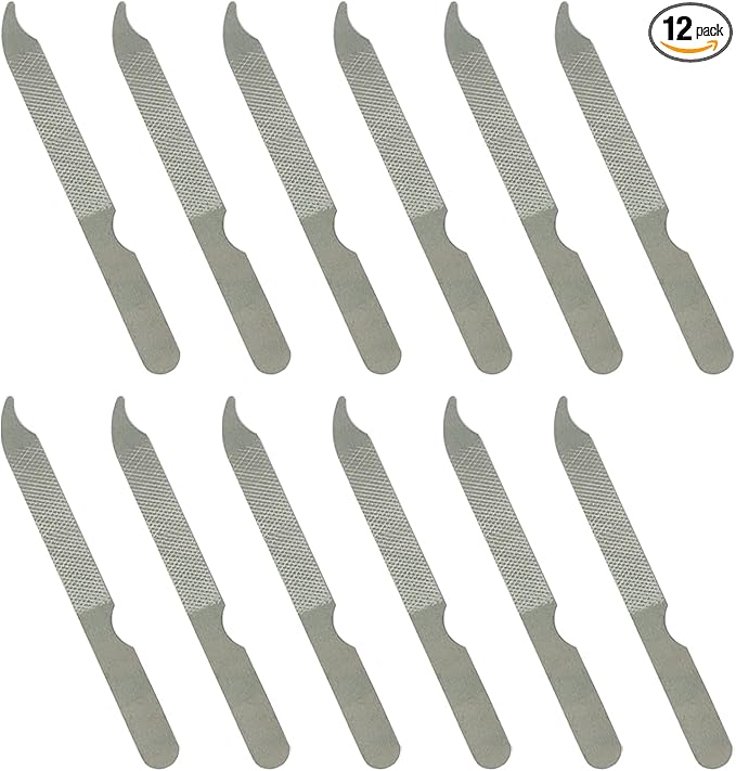 Fingernail Files (12 Pack), Metal Nail Files for Natural Nails, 4’’ Stainless Steel Thin Durable Nail File Bulk Filer with Curved Sharp Pointed Tip Double Sided Manicure Pedicure Toenails Tools