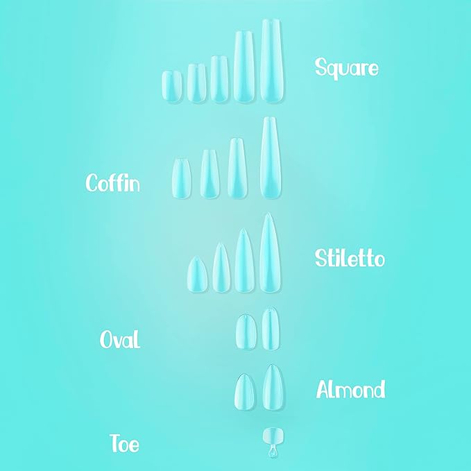 KIT Square Short | Perfect Soft Gel Intro Starter KIT NABulous | Professional Kit | Short Length | Salon Quality | Clear Full Cover Nail Tips (Square Short)