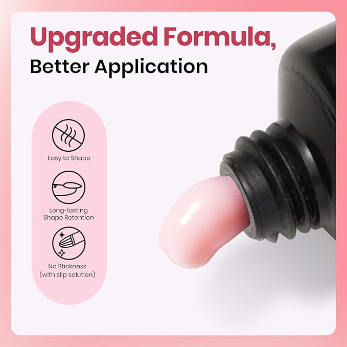 Beetles Poly Extension Gel Nail Kit - 6 Colors Jelly Nude Pink Builder Nail Gel Kit With Slip Solution DIY Home Salon Gift for Women Girls, UV & LED Needed