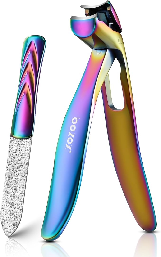 BEZOX Toe Nails Clipper - Toenail Clippers for Seniors Thick Toenails, Ergonomic Fingernail Clipper for Men and Women - Rainbow