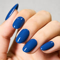 Dark Blue Press on Nails Almond Medium, Navy Blue Nails Press On with Nail Glue, Natural Soft Gel Nail Kit, Natural Reusable Glue On Nails in 15 Sizes 30 Fake Nails Kit