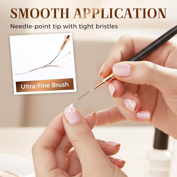 Metallic Nail Art Pens, 2026 New Liner Brushes Set, 5PCS Black Color Nail Tools For Long Lines, Fine Drawing, Liner Brush UV Gel Polish Painting Nail Design Sizes 6/9/11/16/24mm (Black)