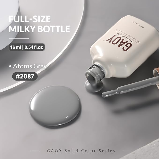 GAOY Gray Gel Nail Polish, 16ml Soak Off Gel Polish, UV Light Cure for Nail Art DIY Manicure at Home, 2087 Atoms Gray