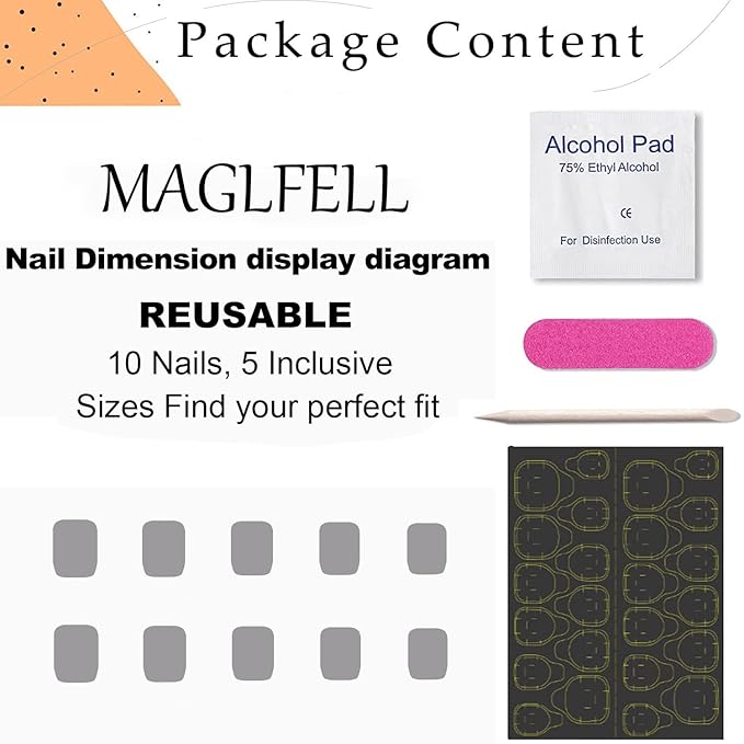 Press On Nails - Short Coffin Handmade Unique Fake Nails, Artistic Design, Thick Acrylic and Muti-Layer Gel False Nails, Reusable UV Gel Cured Sturdier 3D Fake Nails,DIY Art Decorate