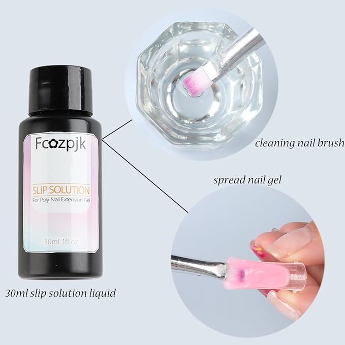 Poly Extension Gel Nail Kit, Clear White Pink With Slip Solution Dual Builder Nail Forms, Clips for Poly Gel, Starter Kit for Home Manicure Set, Nude