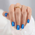 Blue Cat Eye Press on Nails Square - SHANGMENG Soft Gel Press on Nails Short for Women Gift, Fit Perfectly & Natural Stick on Nails with Glue in 16 Sizes - 32 Reusable Fake Nails, Royal Blue
