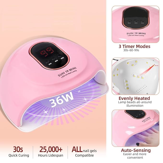Nail Kit For Beginners With Everything Acrylic Nail Kit With Drill & Lamp Glitter Powder DIY Salon For Women