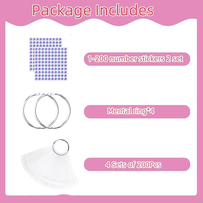 200PCS Clear Swatches for Nail Polish with Number Stickers, Oval Nail Swatches Nail Color Display Sticks for Gel Polish, Nail Art Practice Tips for Technicians & DIY Salon Use
