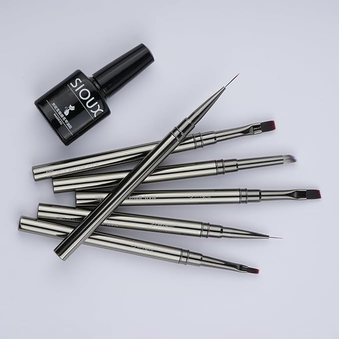 12Pcs Nail Art Brushes, Nail Gel Polish Painting Brush Nail Liner Brush, Nail Brush Gift for DIY Manicure Salon at Home (silver)
