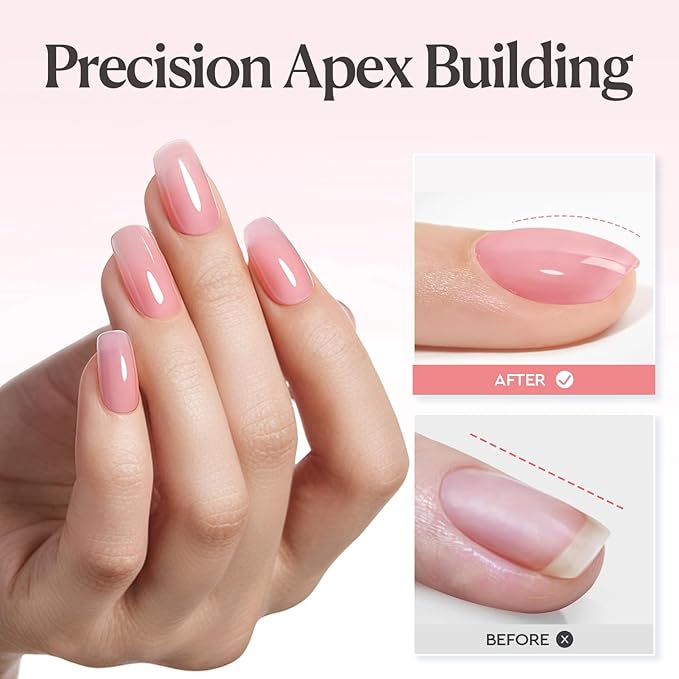 AZUREBEAUTY Builder Nail Gel, 18ml 7-in-1 Jelly Peach, Beginner Friendly, 30-Day Nail Strengthener Extension Glue, For Home Salon DIY & Gifts