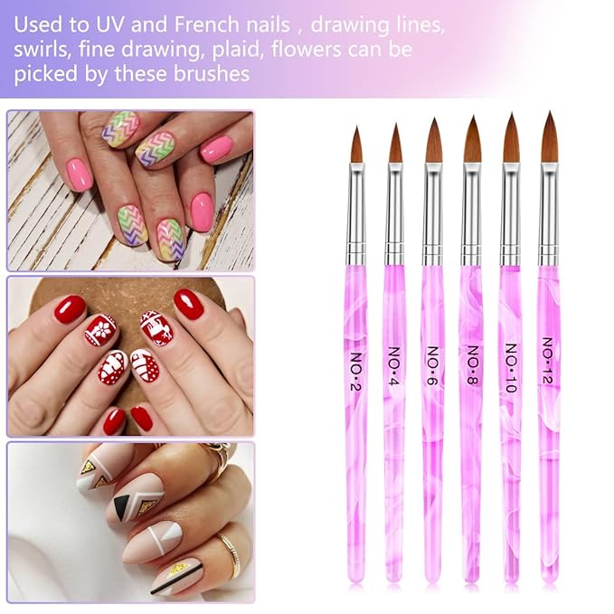 Acrylic Nail Brush Dappen Dish Set, 6PCS Nail Art Pen and 2PCS Crystal Dappen Dish for Acrylic Nails, Manicure Bowl Cup Glass Container for Acrylic Liquid Nail Tool Kit