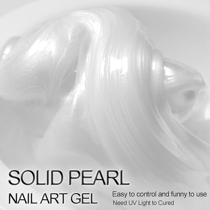 NAILGIL Solid Builder Gel For Nails, Pearl White 3D Sculpture Nail Art Non-Sticky Hand Hard Extension Gel Sock Off UV with Mold for Nail Art Salon Home DIY