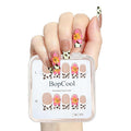 Nude Pink Handmade Press-On Nails – Long Coffin French Leopard Print & Floral Rhinestone Design | Thick Acrylic Full-Coverage False Nails (S-10PCS)