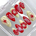 Medium Women Press On Nails - Medium Almond Handmade 10Pcs Unique Fake Nails, Artistic Design, Thick Acrylic and Muti-Layer Gel False Nails-M size