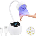 Mini U V LED Nail Lamp with 3 Timers and LCD Display,36W Cordless Flash Cure Gel x Nail Lamp, Auto Sensor Gooseneck Portable USB Gel Nail Dryer U V Light for Home DIY, Pearl White, ML-10003