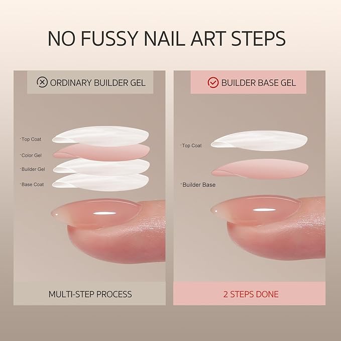 GAOY 16ml Rubber Base Gel, Jelly Builder Base Nail Gel Nude Sheer Pink, 3-in-1 Soak Off Nail Strengthener UV Light Cure, 01 Lush Nude