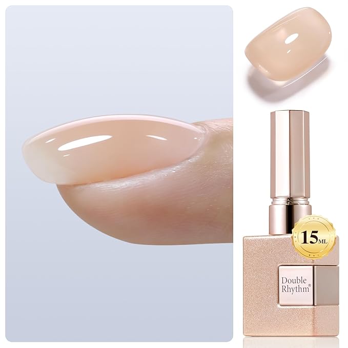 Double Rhythm Clear Gel Nail Polish 15ml Nail Strengthener Builder in a Bottle Nail Extension Hard Gel Soak Off Long Lasting UV Gel (Pastel Nude 8 in 1-8)