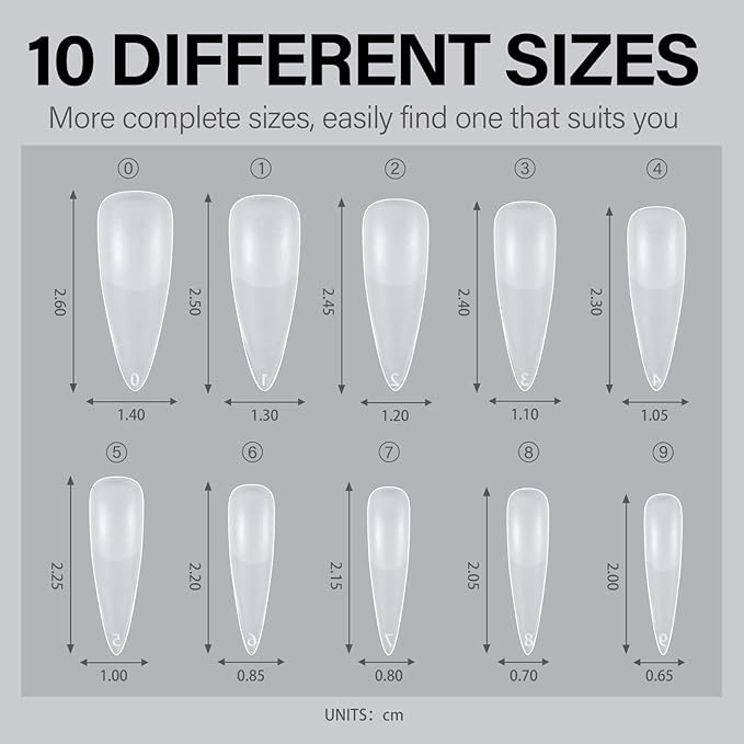 AILLSA Long Stiletto Nail Tips - Upgraded Matte Gel Full Cover Nails Tips No Filed, 240Pcs Pre-shaped Gelly Tips Acrylic Clear False Press On Soft Nail Tip for Soak Off Nail Extension 10 Sizes