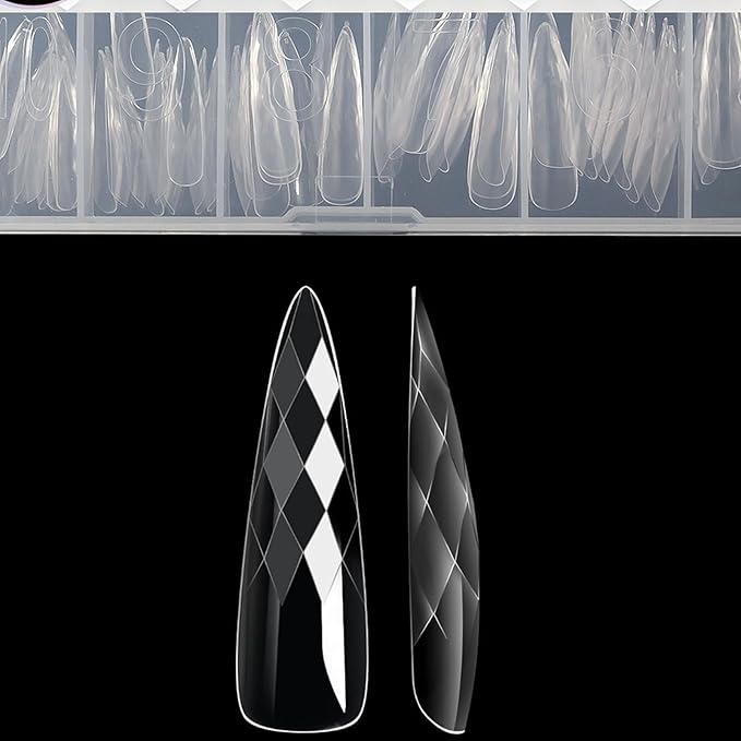 3D Diamond Shaped Polygel Nail, Extension Clear Full Cover False Nail Tips, Hybrid Gel Acrylic Nail, Diamond Fake Nails, 14 Sizes Building Artificial Press on Nail (style 8, 120pcs)