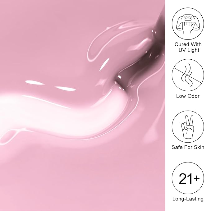 Imtiti Jelly Gel Nail Polish - Nude Pink, 0.5 Fl Oz, Soak Off LED-UV, Starter Kit for DIY Manicure
