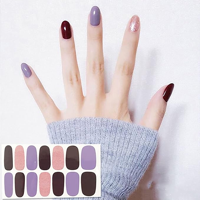 WOKOTO 20 Sheets Mixed Solid Color Nail Polish Stiers Full Nail Wraps For Women Self-Adhesive 280 Tips Press On Nail Polish Strips Gel Stickers For Nails With Nail File Easy Apply Color Strips Sheets