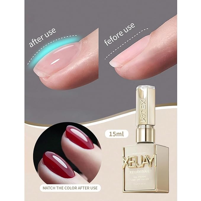 Xeijayi Clear Builder Gel for Nails 15ml – Soak-Off UV/LED – Strengthening “Builder in a Bottle” – Nail Extension & Overlay – Self-Leveling, Quick Cure, Chip-Resistant, Professional Gel (2, 15 ml)