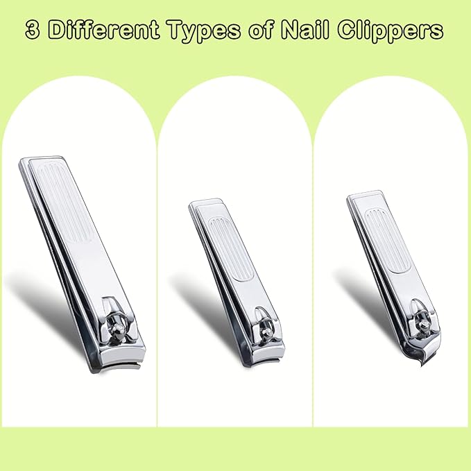 Nail Clippers Set, 6 Pcs Toenail Clippers Stainless Steel Fingernail Clippers Manicure Set with Leather Case, Idea Gift for Christmas Stocking Stuffers, Khaki